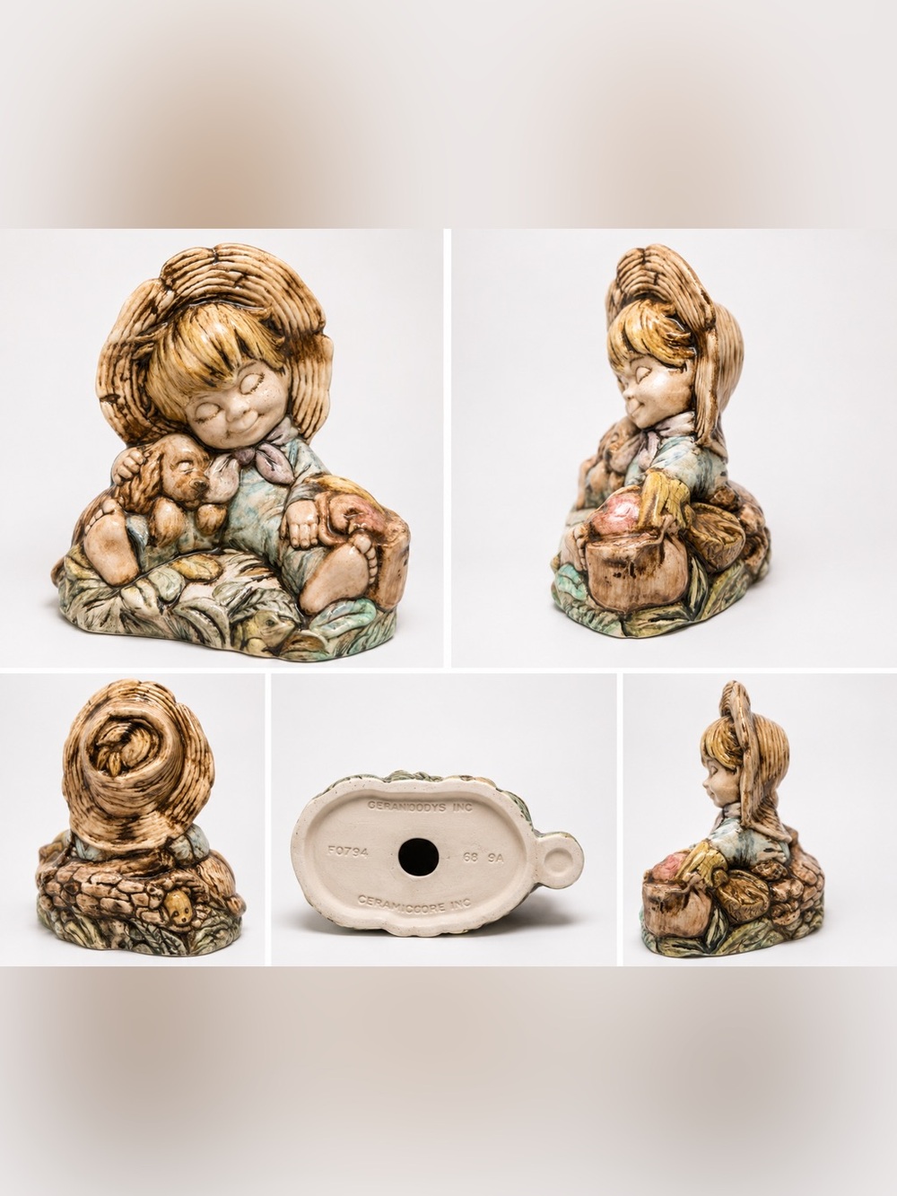 Vintage 1973 Ceramichrome barefoot boy ceramic figurine